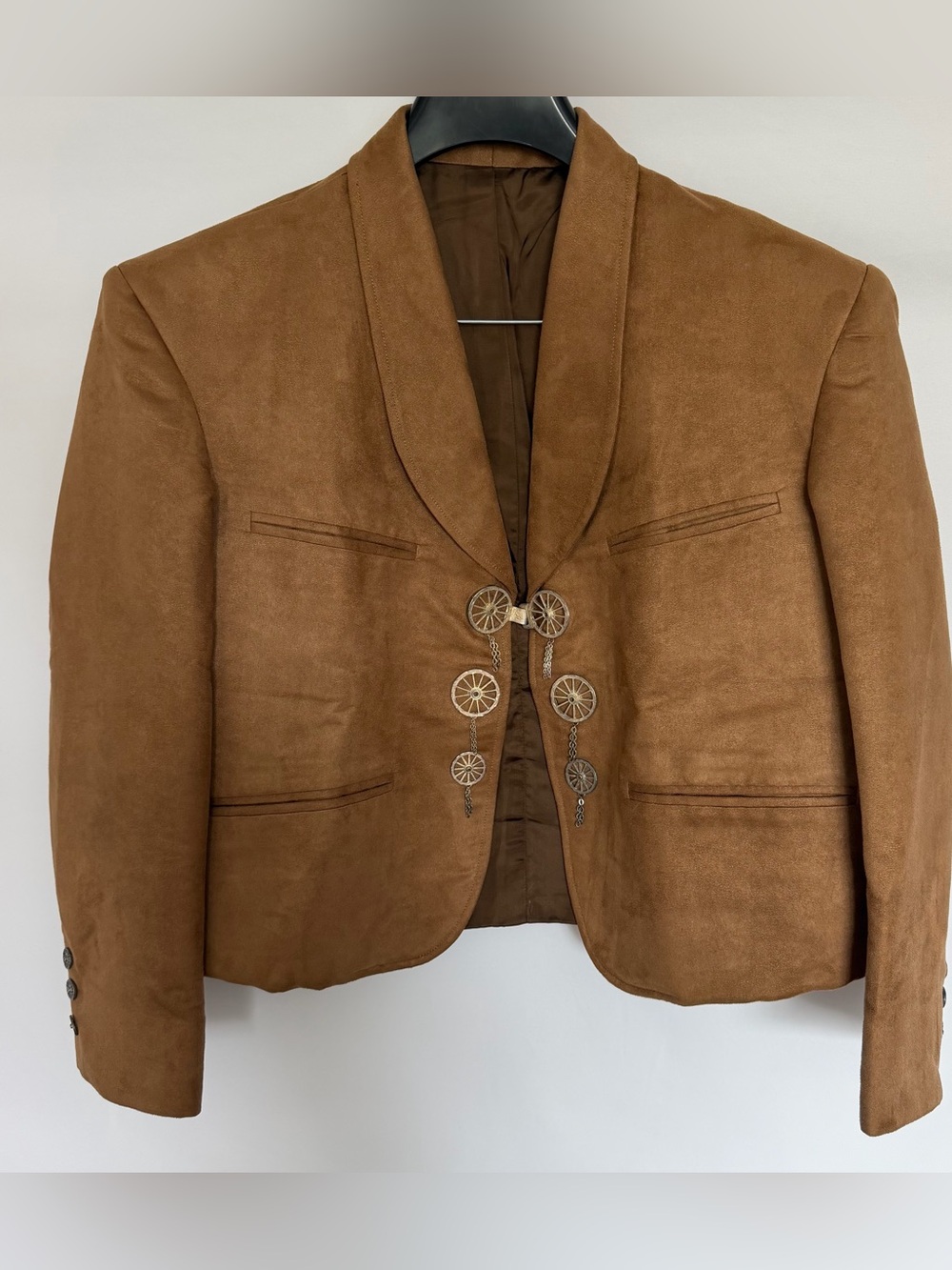 Vintage Faux Suede Western Cropped Jacket Wagon Closures